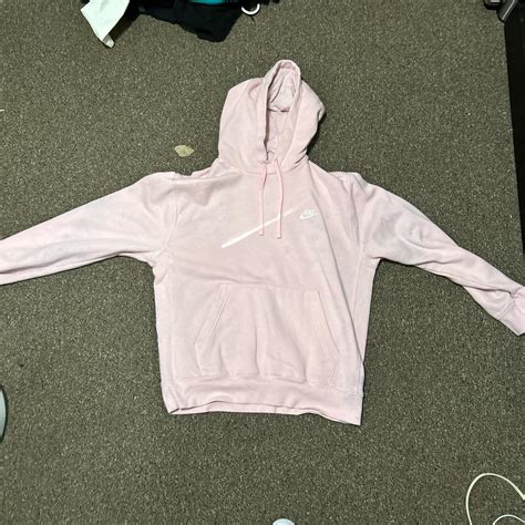 Medium pink Nike hoodie has some stains from the... - Depop