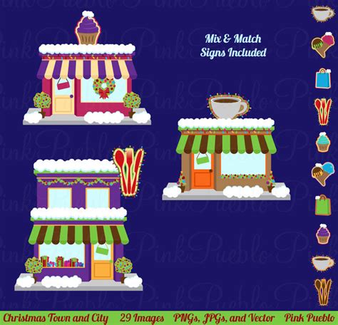 Christmas Village Clipart & Vectors – PinkPueblo