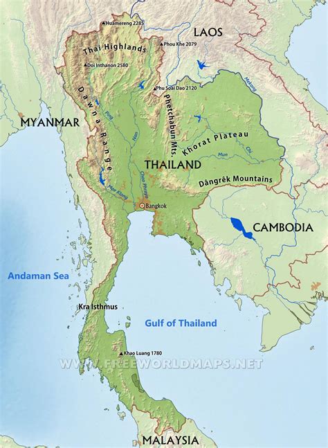 Thailand Physical Map