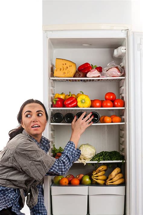 Hungry Dirty Woman Stealing Food Stock Image - Image of kitchen, back: 49360751