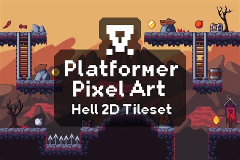 Platformer Pixel Art Hell 2D Tileset - CraftPix.net