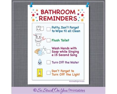 Bathroom Reminder for Kids Instant Download Printable | Etsy | Bathroom rules printable, Rules ...