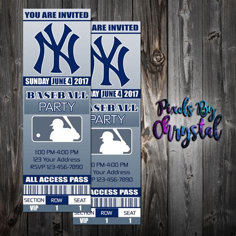 New York Yankees Ticket Party Invitation 2x6 | Ticket party invitations ...