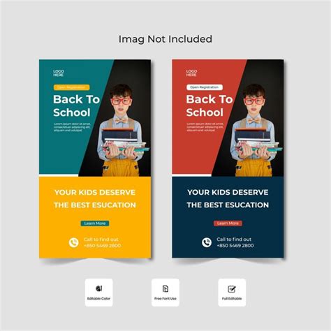 Premium Vector | Back to school instagram stories setschool admission social media stories design