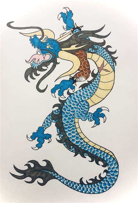 Kaido as a Traditional Dragon Tattoo drawn by myself : r/OnePiece