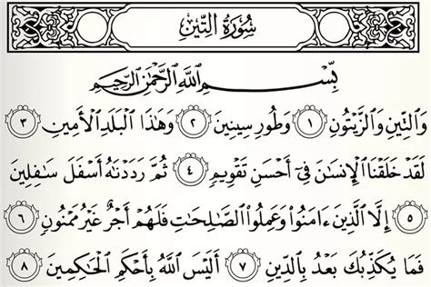 Al Quran Surat At Tin, Lengkap Teks Arab, Latin dan Terjemah Bahasa ...