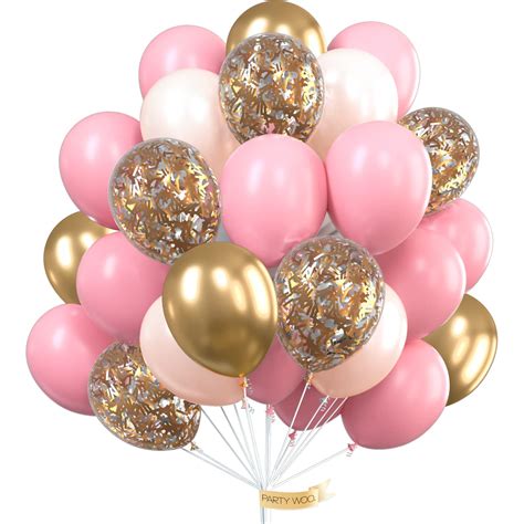 Buy PartyWoo Pink and Gold Balloons, 50 pcs Pink Balloons, Gold Balloons, Pastel Pink Balloons ...