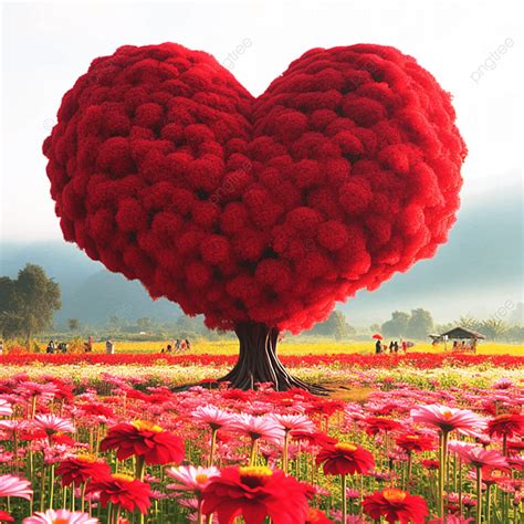 Heart Tree Love For Nature Red Landscape Background, Love Tree, Heart Tree, Love For Nature ...