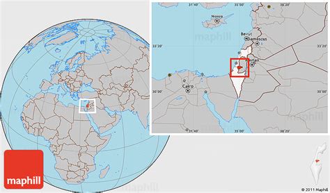 Gray Location Map of Jerusalem, highlighted country