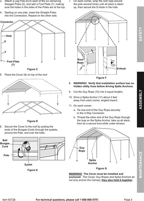 Harbor Freight 10 Ft X 20 Portable Car Canopy Product Manual