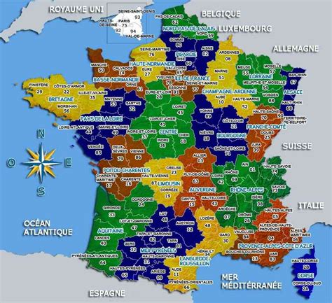 Carte de France départements villes et régions ≡ Voyage - Carte - Plan