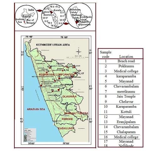 Map of Calicut Corporation Showing the Sampling Sites | Download Scientific Diagram