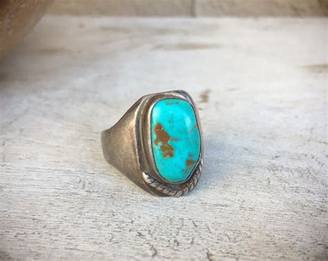 Vintage Turquoise Ring for Men Size 12 Native American Indian Jewelry ...