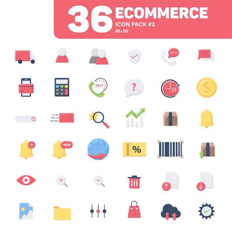 36 Ecommerce Icons Pack 2, Flat Color E-Commerce Icons Vector Set 6571206 Vector Art at Vecteezy