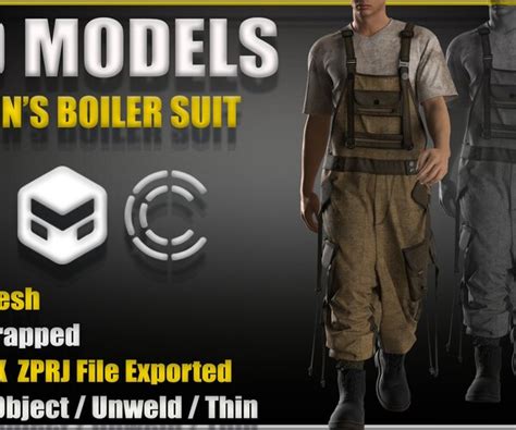 ArtStation - men's boiler suit | Game Assets