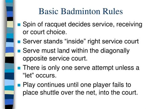 Badminton Rules Printable