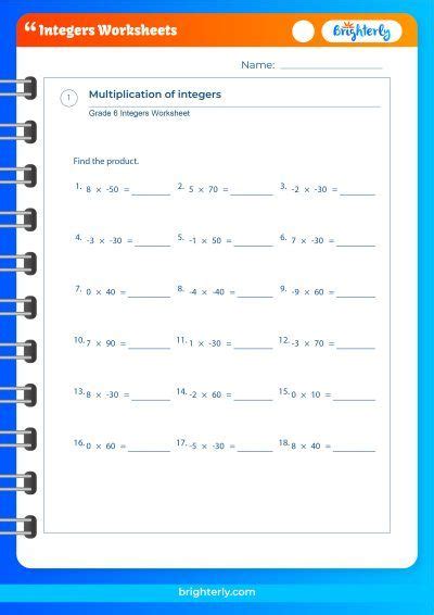 Negative And Positive Integers Worksheets