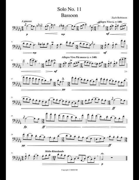 Solo No. 11 "Bassoon" sheet music for Bassoon download free in PDF or MIDI