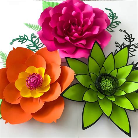 PDF Petal 4 Paper Flowers Template with Base & Flat Center Printable Trace and Cut File for DIY ...