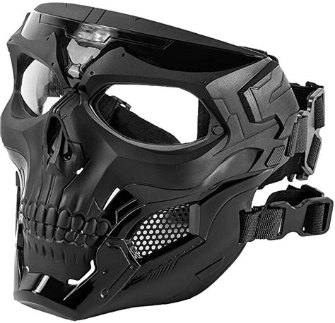 Black Coxeer Mesh Half Face Skull Mask Striker Steel Airsoft Mask ...