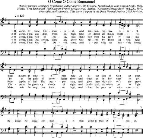 Open Hymnal Project: O Come O Come Emmanuel