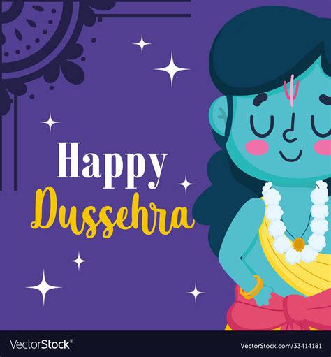 Happy dussehra festival india cartoon lord Vector Image