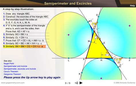 Triangle, Excircles, Tangency Points, Tangent (s-a), Semiperimeter ...