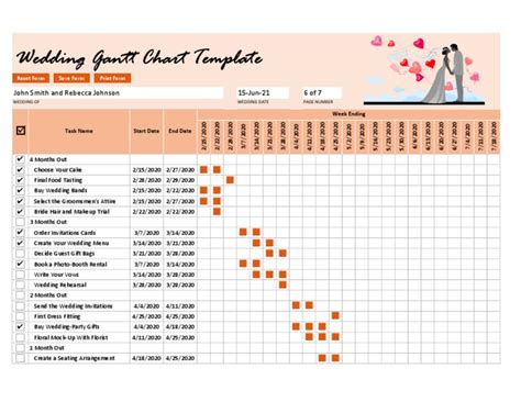 Wedding Gantt Chart Template - TemplateLab | PDF | Wedding | Social ...