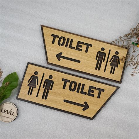 Wooden Toilet Door Sign Decor, Restroom Sign, Bathroom Signs, WC Sign ...