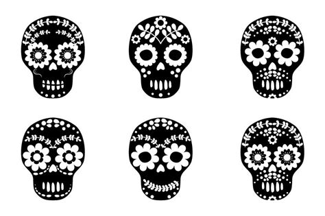 Black and white sugar skull clipart, Floral skull clip art, Flower skull Halloween By ...