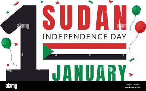 Sudan Independence Day on on January 1st with Flags and Sudanese National Holiday in Flat ...