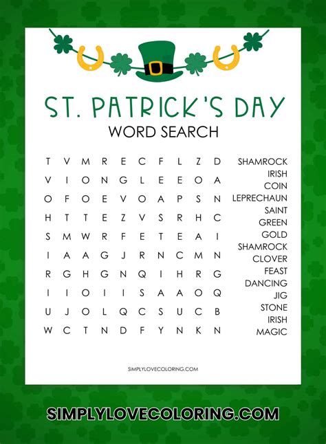 6 St. Patrick's Day Word Search Puzzles (Free PDF Printables) - Simply ...