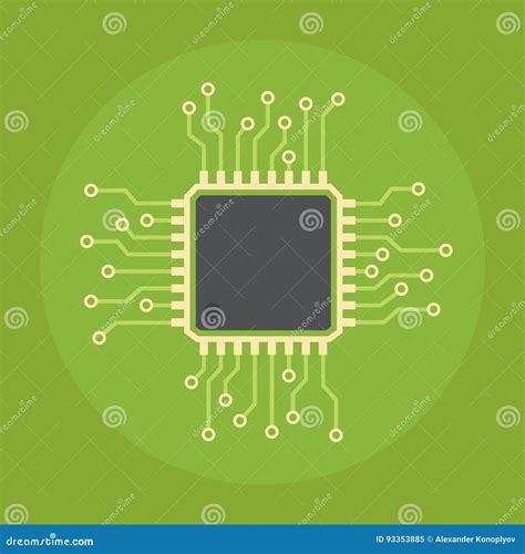 Computer chip vector icon stock vector. Illustration of isolated - 93353885