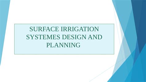 (PDF) SURFACE IRRIGATION SYSTEMS DESIGN AND PLANNING