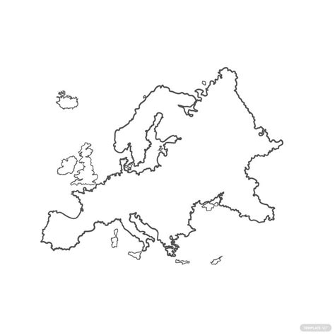 Europe Map Line Art - Dolley Hollyanne