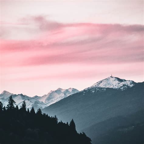 pink sky nature beauty mountains snow 5k iPad Air Wallpapers Free Download