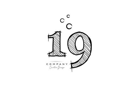 hand drawing number 19 logo icon design for company template. Creative ...