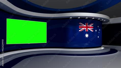 TV studio. Australia. Australian flag. News studio. Loop animation ...