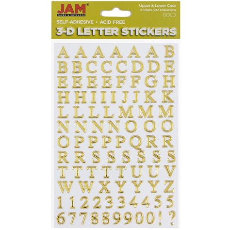 JAM Alphabet Letter and Number Stickers, 242/Pack, Gold - Walmart.com