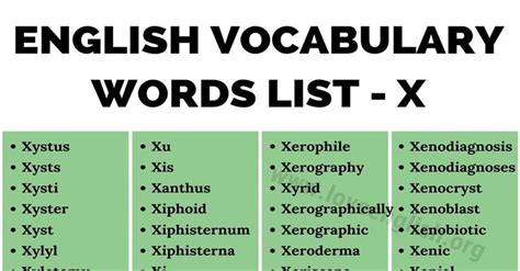 Words that Start with X: List of 115 Words Beginning with Letter X in English | English ...