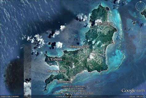 An aerial view of Carriacou and its major villages (Google Earth 2012). | Download Scientific ...