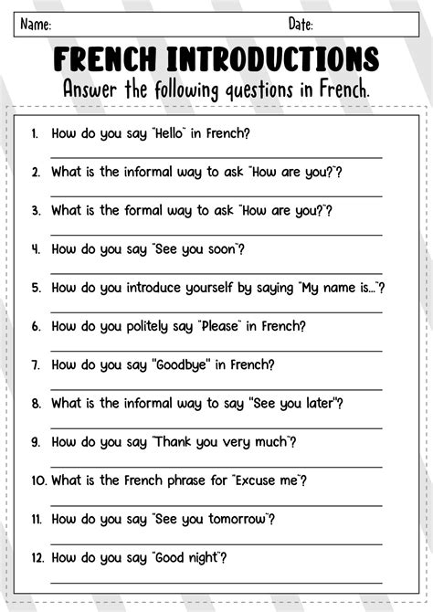 15 Best Images of French Introductions Worksheet - Greetings Worksheet ...