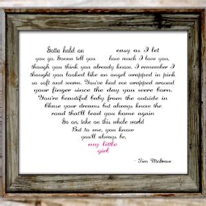 My Little Girl Tim Mcgraw Song Lyrics Poster Digital Print Printable - Etsy