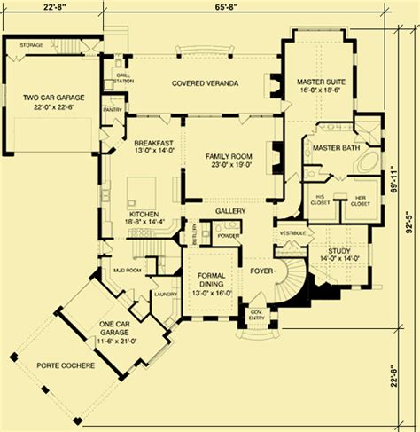 Tudor Home Plans - Large Manor House With Steep Rooflines