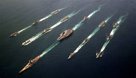 Reagan Era Naval Battle Fleet. At it's center : Battleship USS ...