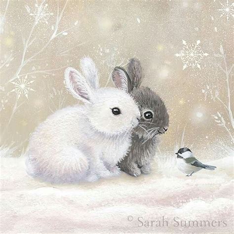 little winter rabbits | Bunny art, Rabbit art, Cute art