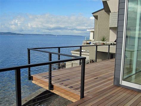 Series 200 cable railing, matte-black paint, fascia mounted Metal Deck Railing, Cable Railing ...