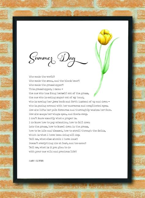 Summer Day Mary Oliver Poem Strength Motivation | Etsy