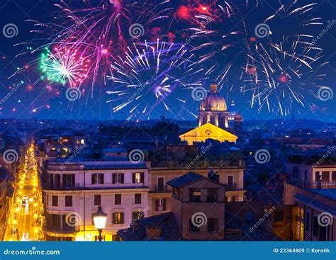 Celebratory Fireworks Over Rome.Italy. Stock Image - Image of building, christian: 22364809