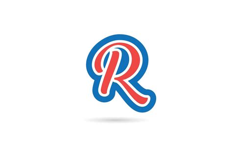 red blue handwritten R alphabet letter logo design icon. Creative template for business and ...